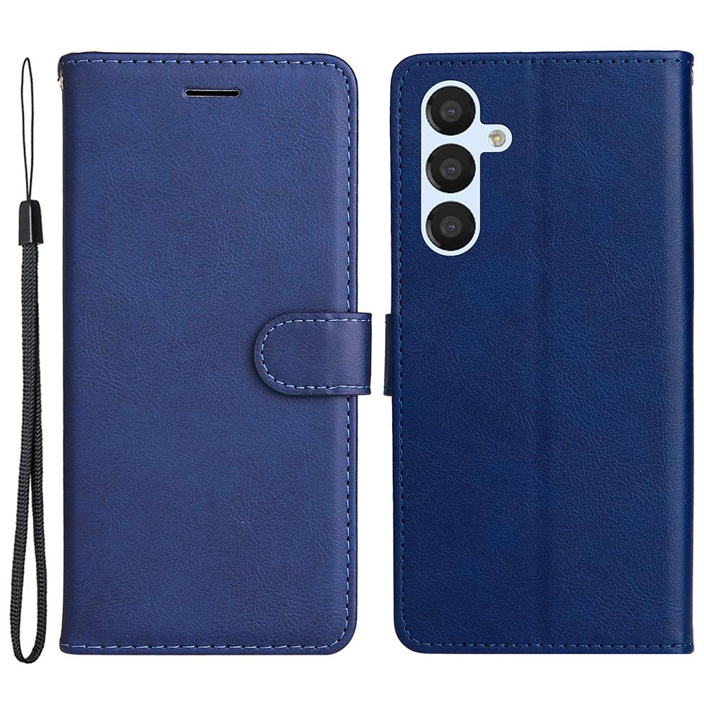 For Samsung Galaxy S23 FE Case Solid Color Leather Mobile Cover Wallet Stand with Strap