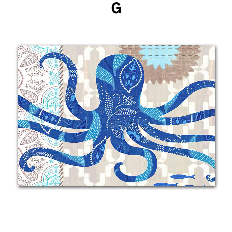 

Черепаха, Кит, гиппокамп, осьминог, морские животные, настенная живопись, холст, живопись, постеры и принты, настенные панно для декора гостиной 40X50 cm No Framed