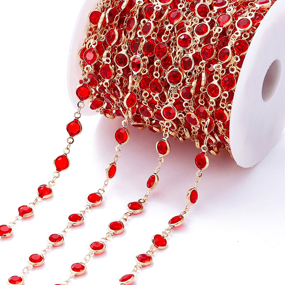 1Meter Colorful Glass Crystal Beads Chain Copper Chains for Necklace Bracelet Jewelry Making DIY Components Accessories