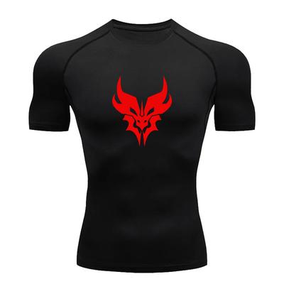 Camisa de compressão de secagem rápida para homens, camiseta de ginástica, corrida, esportes de treino, manga curta estampada, S-3XL