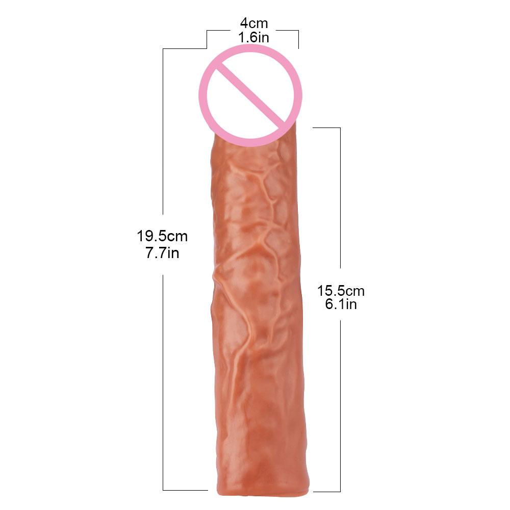 Soft Silicone Condom Enlargement Penis Sleeve Realistic Penis Extender Sex Toys for Men Sexual Tools Reusable Condom Cock Sleeve