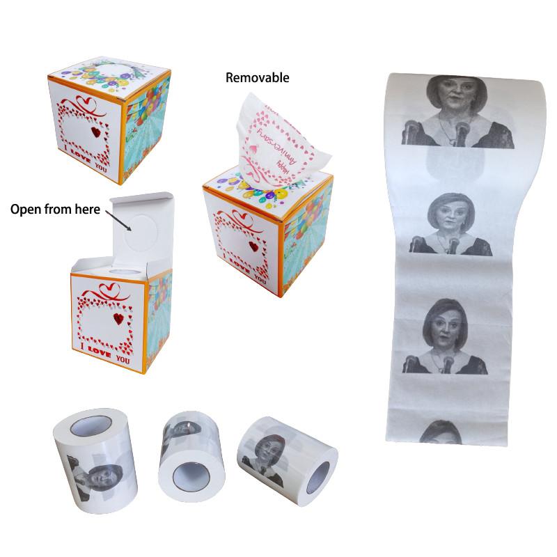 Elizabeth Truss Printed Toilet Paper Rolls Funny Political Prank Gift High-quality Wood Pulp Material