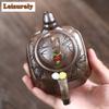 300ml Yixing Purple Clay Teapots Handmade Bamboo Tripod Pot Raw Ore Wood-fired Porcelain Mud Kettle With Filter Zisha Tea Set