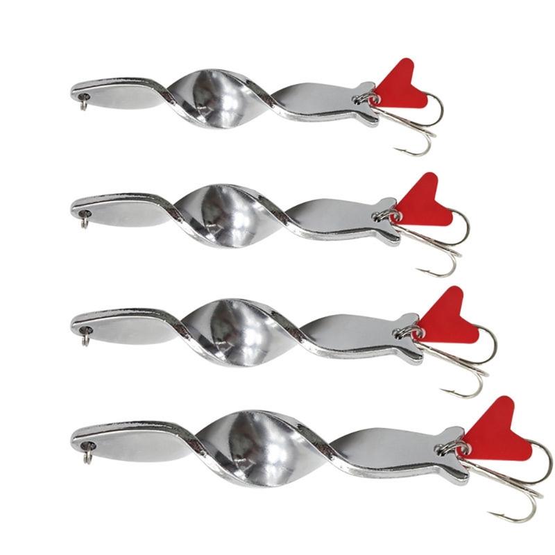 Fishing Lure Spinner Trolling Spinning Spirals Long Cast Spoons Screw Rotation Jigbait Saltwater Trebles Hook Lures