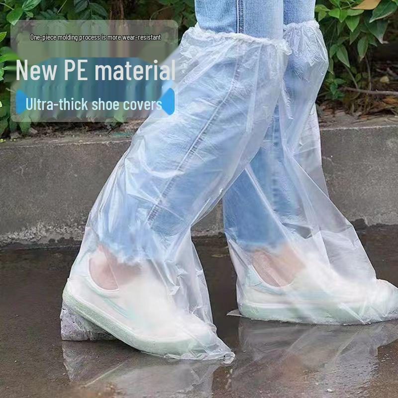 Waterproof Non-Slip Thickened PE Shoe Covers for Rain Boots 