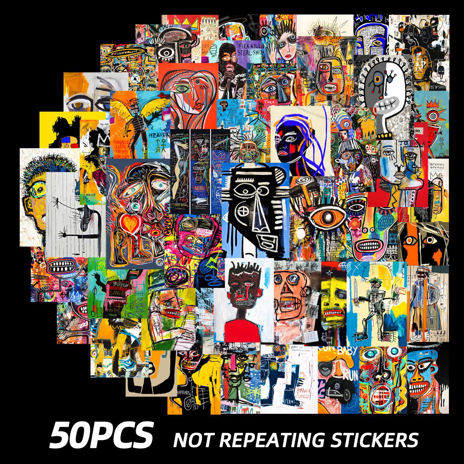 50-Pack Waterproof Abstract Art Graffiti Stickers for Notebooks, Phones, Helmets & Skateboards 50 Unique Pieces