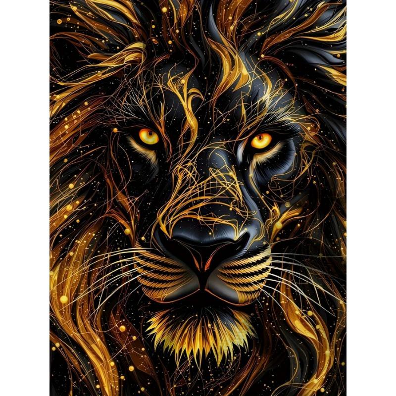 Męska Koszulka z Nadrukiem 3D Złotego Lwa Casualowa z Krótkim Rękawem z Okrągłym Dekoltem Fajny Czarny Złoty Zwierzęcy Graficzny T-shirt Styl Hip Hop Streetwear Moda Bluza