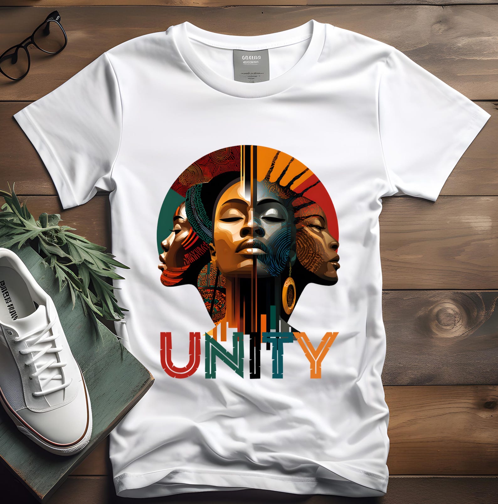 Unity African Women Tee, T-Shirt, Shirt, African Silhouettes, Colorful Apparel S