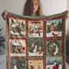 Open 1pc Fleece Blanket Christmas Village Patterned Blanket Warm Comfortable and Soft Blanket Suitable for Sofa Bed