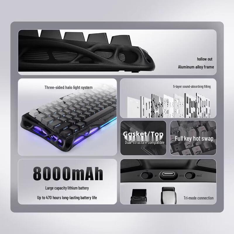 GravaStar P75 Tri-Mode Mechanical Gaming Keyboard