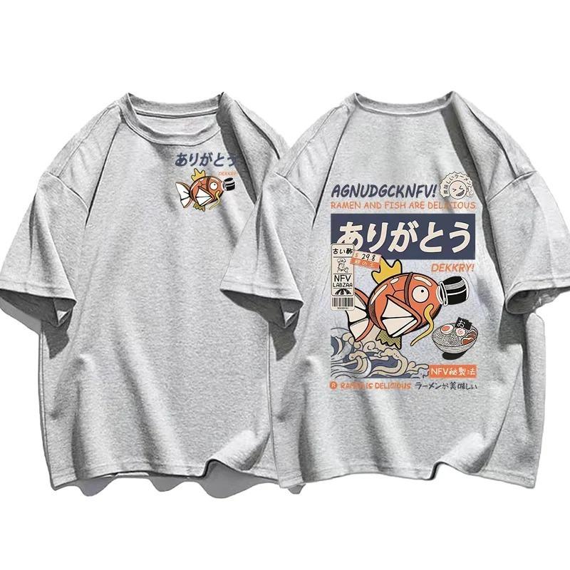 

New Pokemonprinted Shortsleeved Tshirt with Magic Fish Face for Men and Women Loose and Breathable Summer Parentchild Tops 4XL