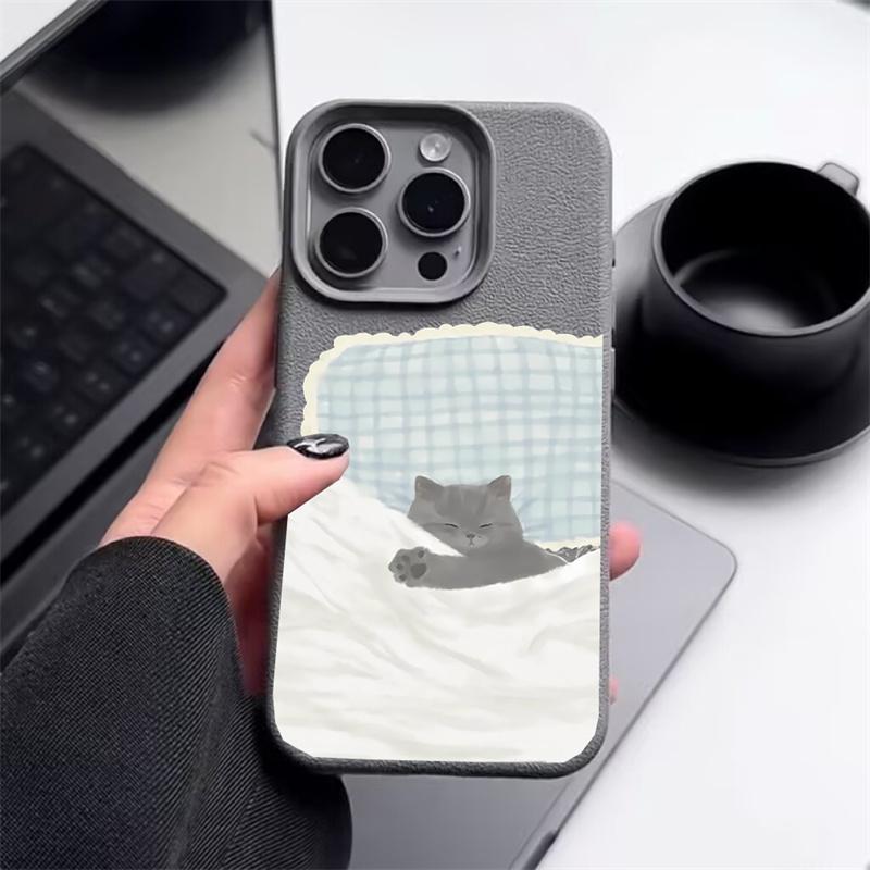 Sleep Dog Cat Deer Leather Texture Phone Case For Xiaomi Redmi Note 13 14 12 Pro Plus 11 10 11S 10S A5 A3 14C 12C 10C 9C A1 A2