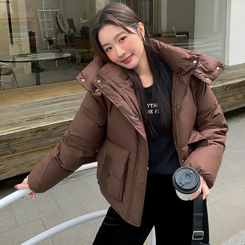 

Women s Winter 2024 Fashion Short Hooded Patchwork Cotton-Padded Jacket - Warm, Thick, Waist-Slimming, Loose Coat M (for 90-115 kg)