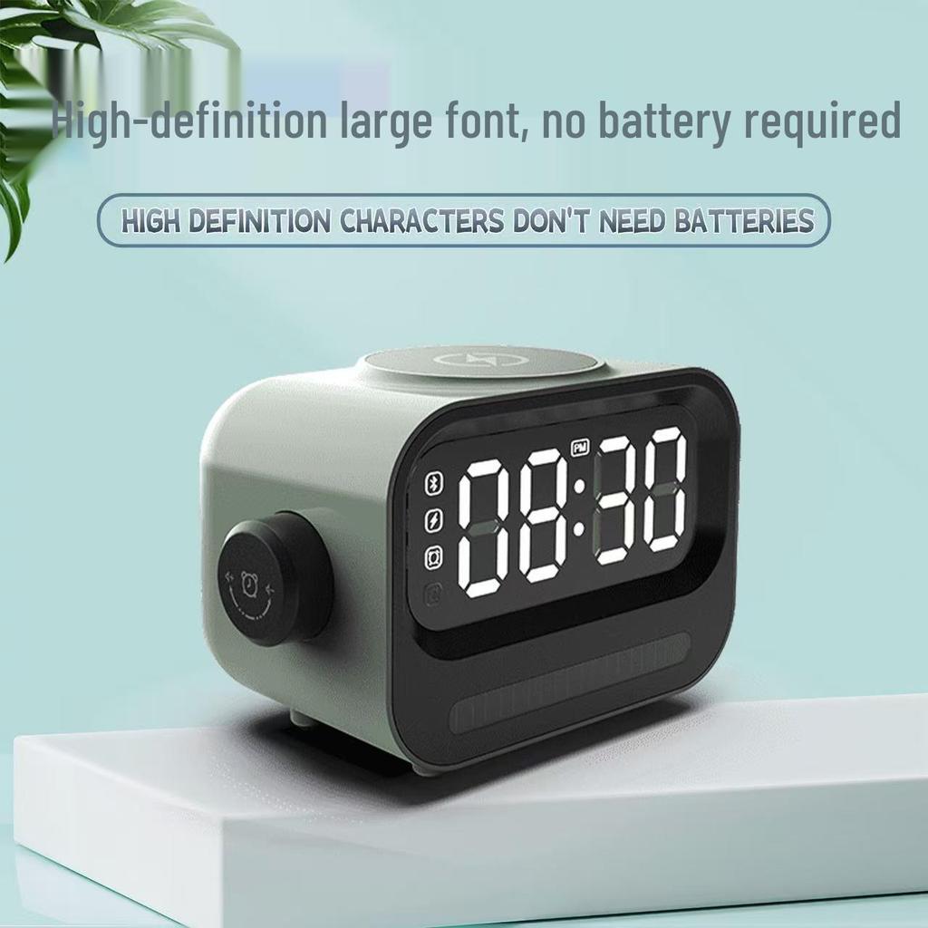 15W Wireless Bluetooth Speaker Clock with Fast Charging, High-Quality Sound, Multifunctional Desktop Charger, Magnetic Suction