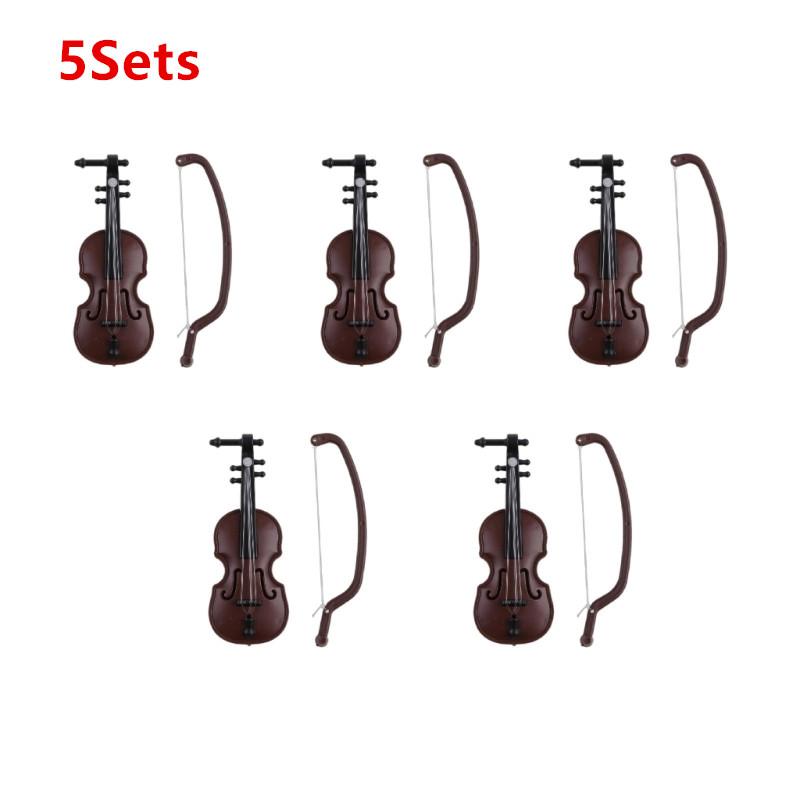 10Sets/1Set Mini Violins Ornament Miniature Violins Model with Stand Case Dollhouse for Home Office Desktop Decoration