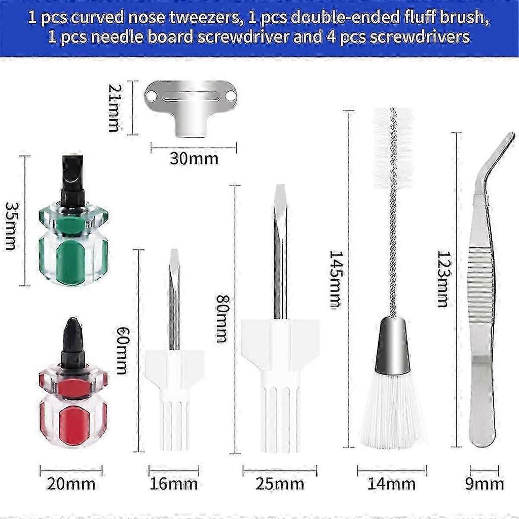 7 Piece Sewing Machine Cleaning Kit Include Tweezers Double Ended- Brush Needle Board Screwdriver