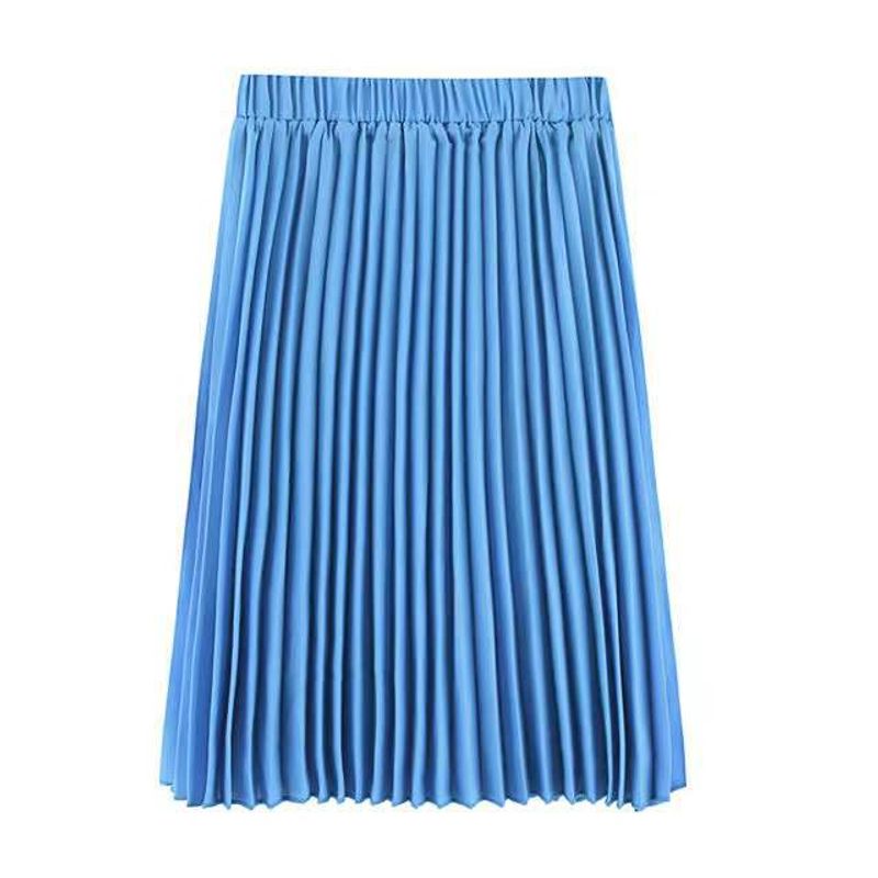 Solid Color Elastic Waist Half Length Skirt Solid Elastic Waist Skirt