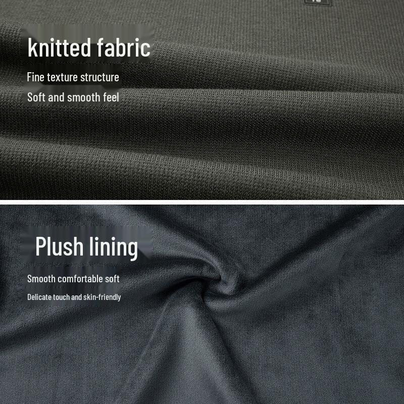 HLA Men's Winter Fleece-Lined Faux Two-Piece Round Neck Sweater