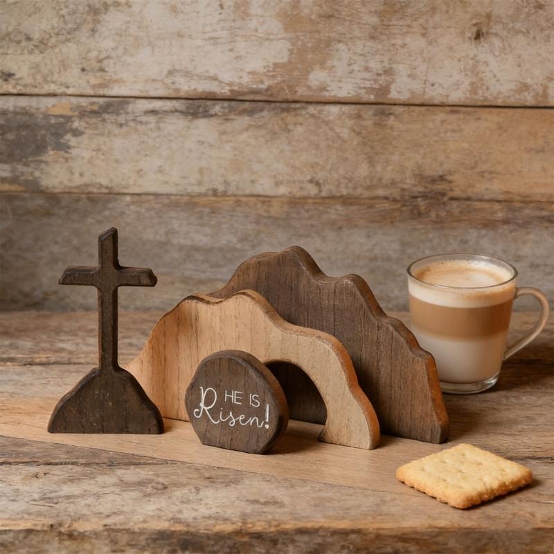 Traditionelle Berg-Grab-Ausstellung aus Holz mit beweglichem Stein für Zuhause