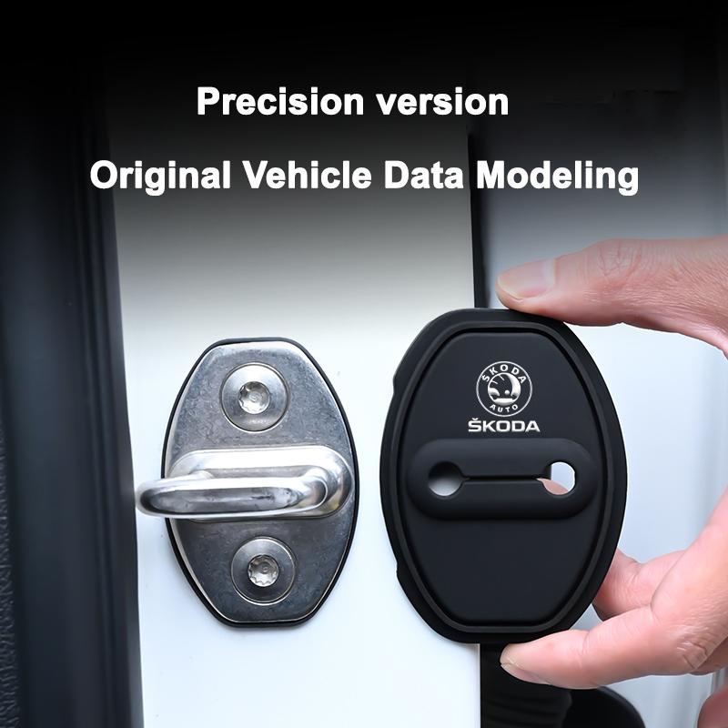 4pcs Car Silicone Door Lock Cover Protective Sticker For Skoda S Fabia Rapid Superb Octavia A5 a7 2 Kodiaq Scala VRS Accessories fsjn24
