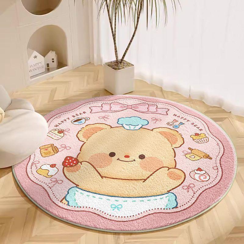 

Imitation Cashmere Butter Teddy Bear Rug,Round Thick Living Room Bedroom Floor Mats,Cartoon Bedside Cute Dressing Room Floor Mat 60*60cm