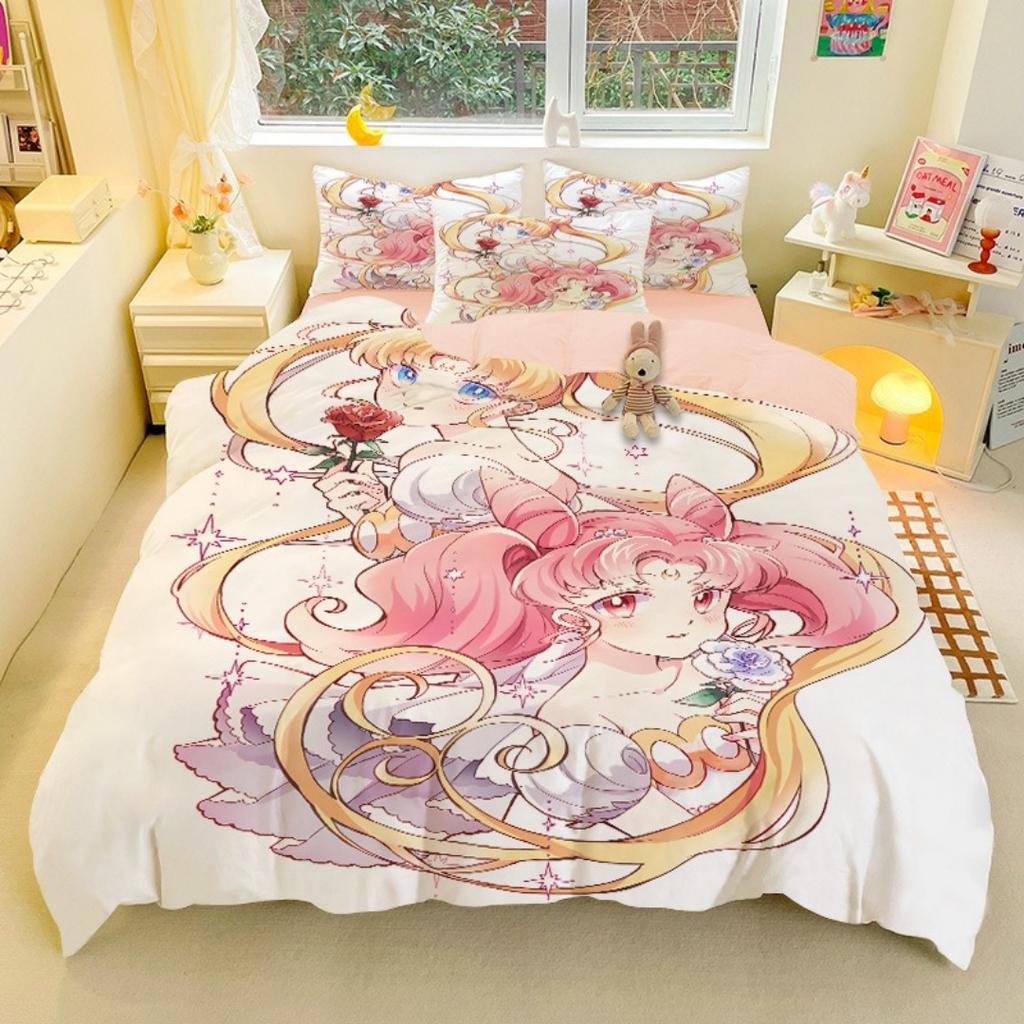 New Japanese Anime Sailor Moon Bedding Set Beautiful Girl Quilt Cover Cute Printing Duvet Home for Teens Best Gifts