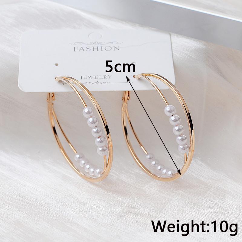 

Exaggerated Pearl Big Hoop Earrings Hollow Heart Round Multi-layers Geometric Statement Metal Loop Earrings Oversize Earrings
