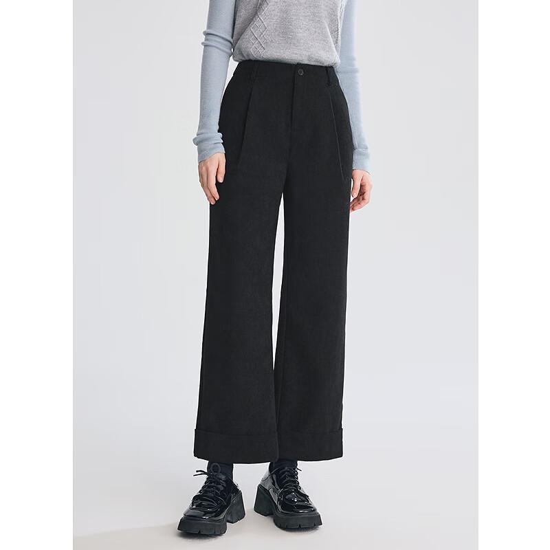 Betu Women's 2025 Winter Corduroy Cropped Straight-Leg Trousers