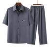 Summer Thin Men's Suit, Short-sleeved Shirt for Middle-aged and Elderly Men, Loose Shirt for Grandpa, Two-piece Summer Suit for Dad