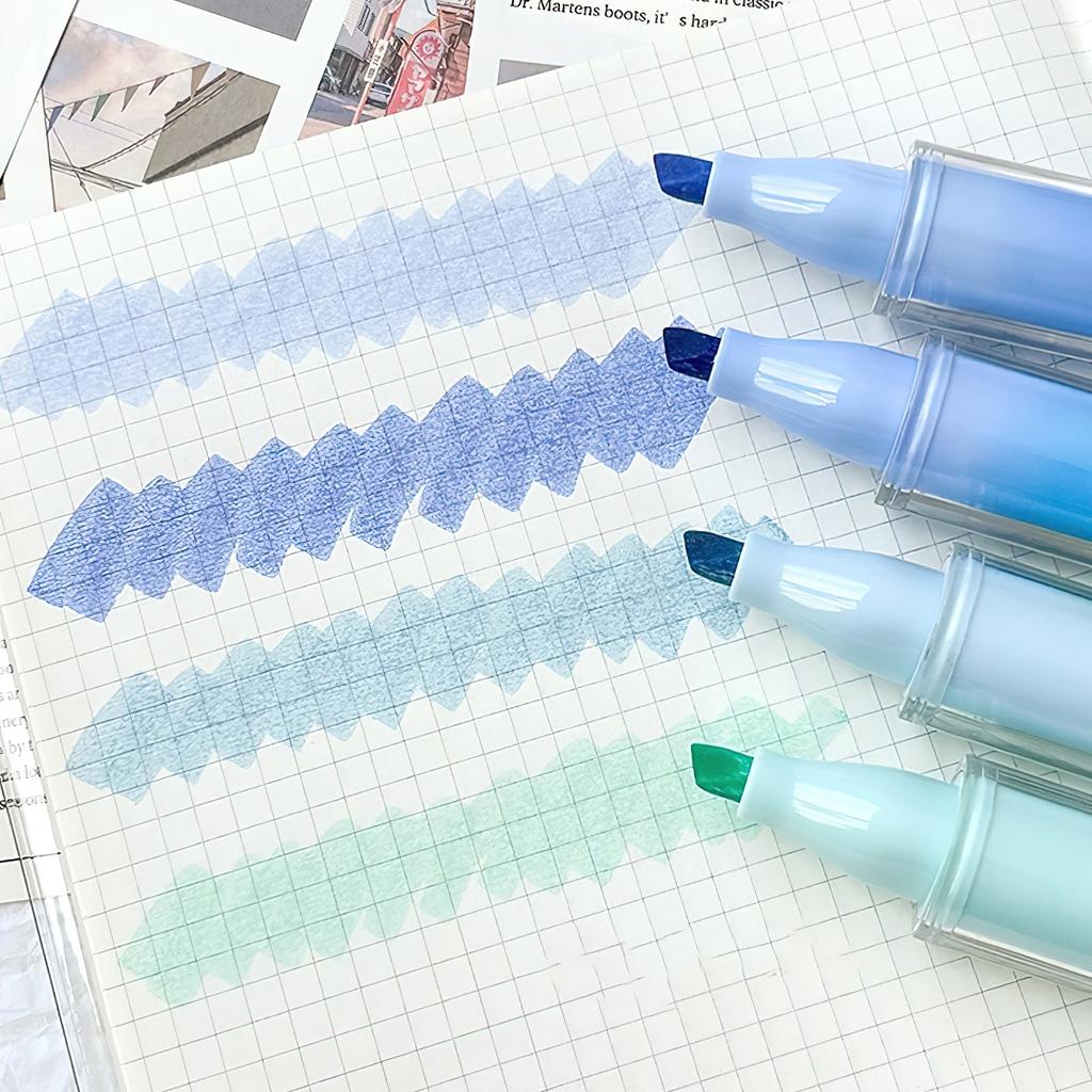 4pcs Ice Lipstick Highlighter Pens Set Oblique Brush Tip Fluorescent Color Markers Liner for Drawing & Painting A7626