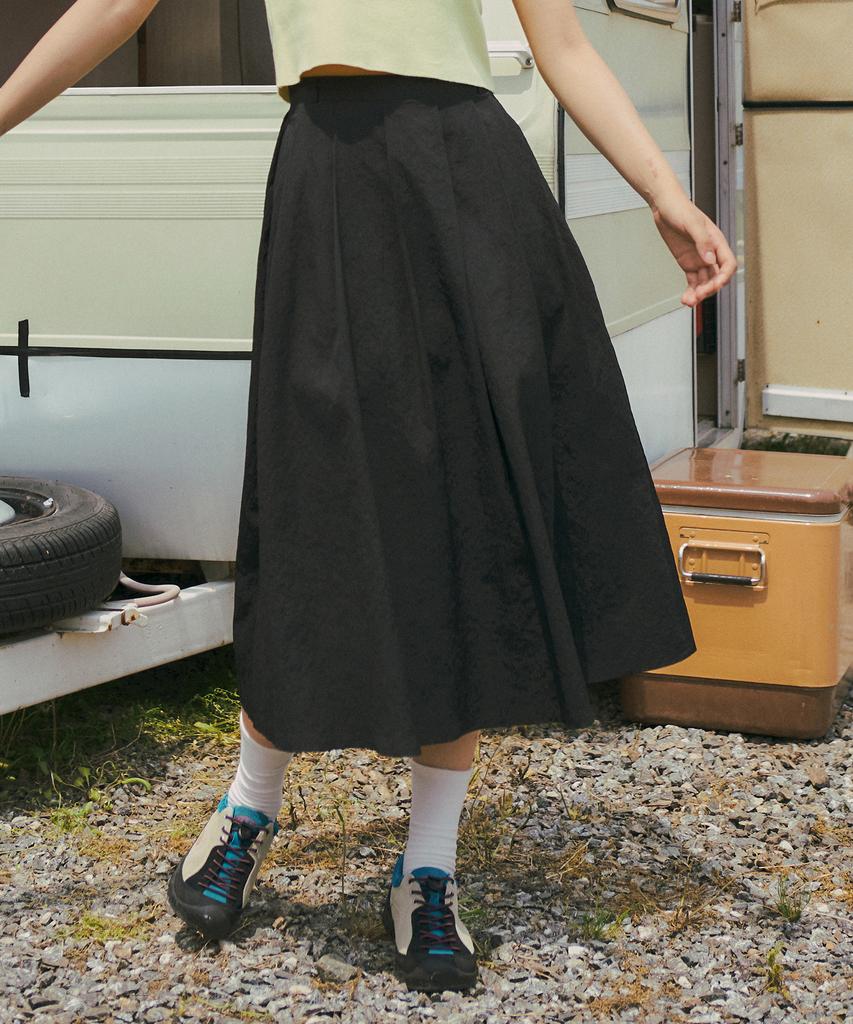 Banwonateullie P3162 Seersucker Midi Skirt_Black