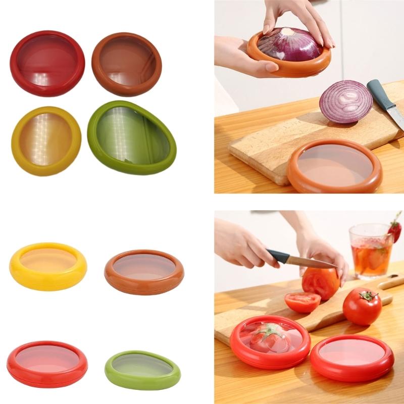 4Pcs Fruit and Vegetable Storage Container Re-usable Food Storage Container Savers for Onions, Lemons, and Tomato