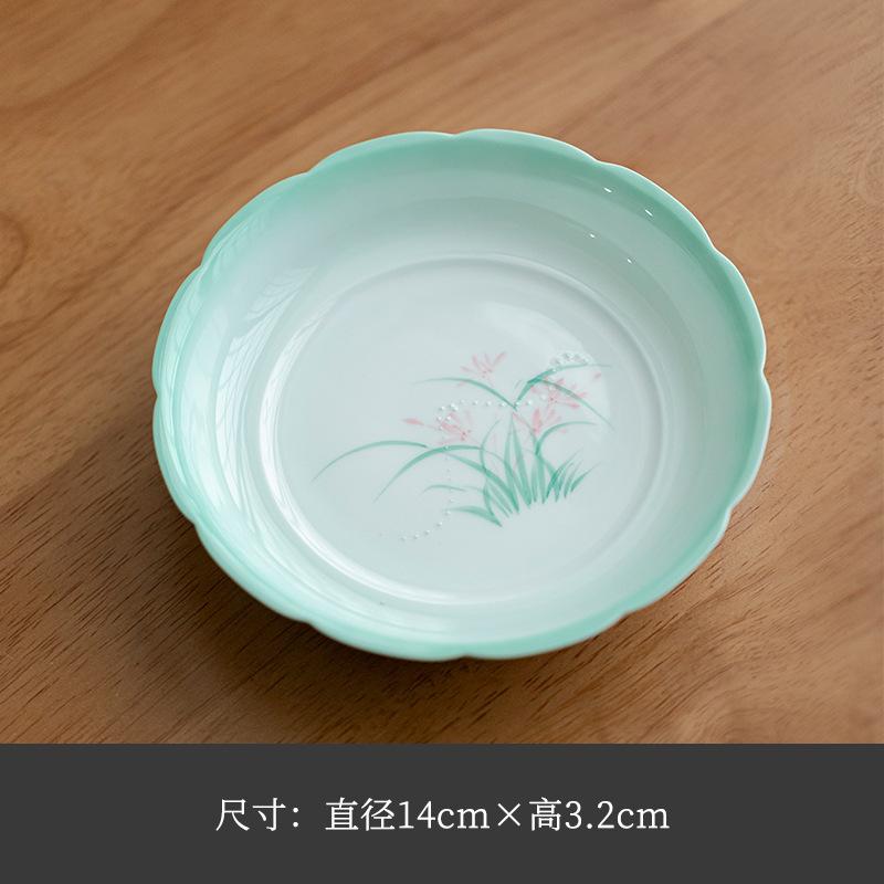 

Gradient Ramp Hand-painted Orchid Flower Mouth Pot Bearing Holder Teapots Base Dry Bubble Table Tea Tray Coasters Drinkware Gift