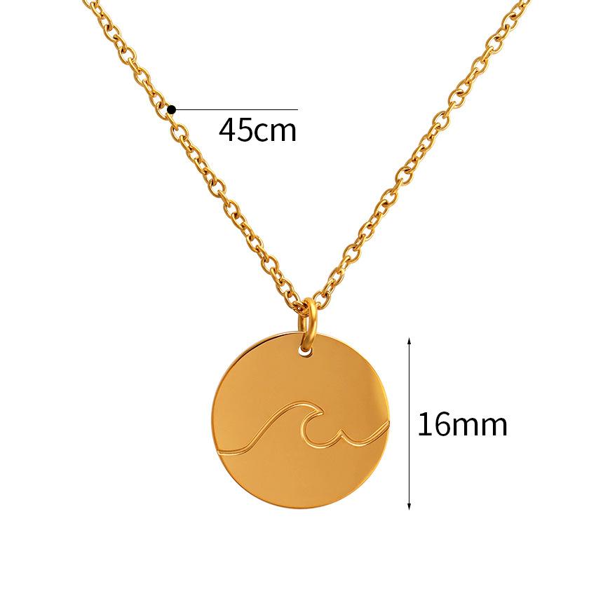 

Простое Личность Многокруглое Выражение Гравировка Бирка Позолоченная Нержавеющая Сталь Ожерелье 18K
