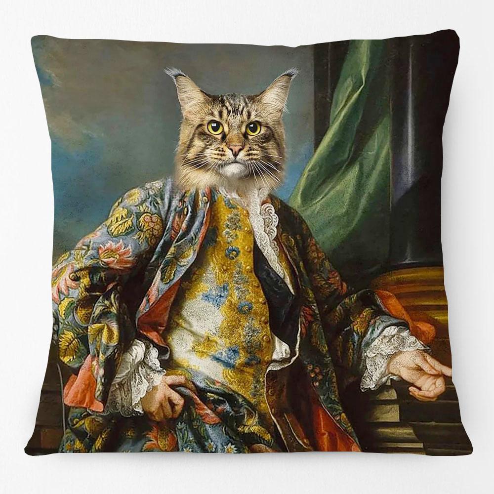 European Vintage Retro Oil Paintings Poodle Dachshund Dog Cat Print Decorative Sofa Throw Decorative Cushion Cover Pillow Case
