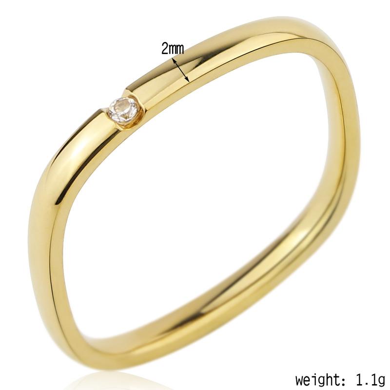 Verkauf Edelstahl Schmuck Quadratische Form Kristall Ring für Liebe Frau Ring Party Geschenk Großhandel