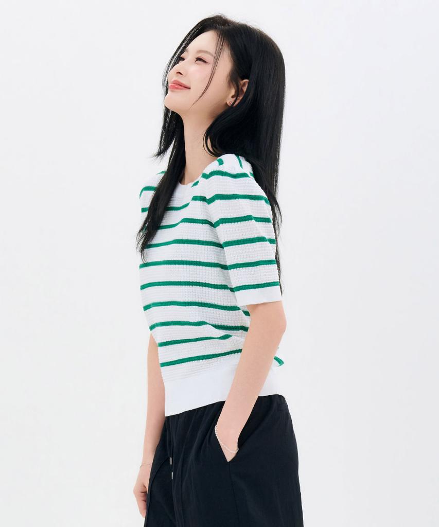 CHASECULT Women'S Striped Short Sleeve Summer Knit-Fbrg5673D0H