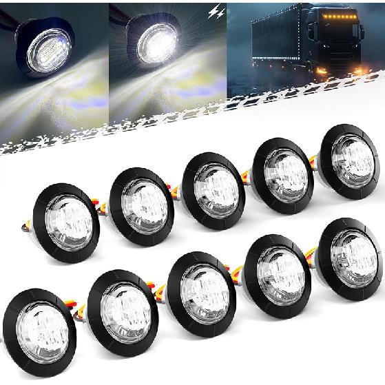BJZ 3/4" Strobe+Marker Lights Dual Function Amber Trailer LED Side Clearance Tail Bumper Griller Flash Lights 12V Turn Signal Warning Indicator