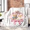 Home Customize Your Name Floral Bunny Couple Pink Bow Blanket Comfortable Soft Lightweight Allseason Multipurpose Blanket For Picnics Sofas Offices