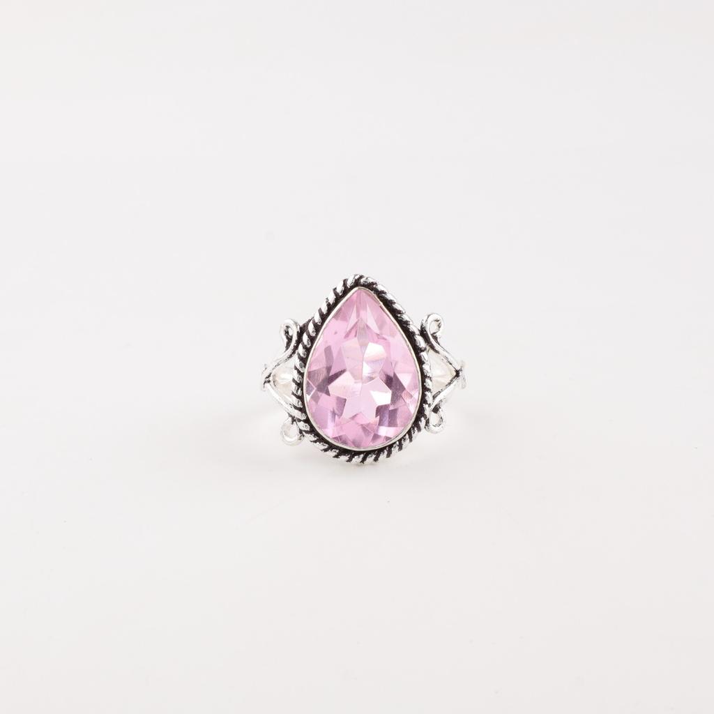 Morganite Gemstone 925 Sterling Silver Jewelry Handmade Bezel Set Ring For Gift RR-57-5
