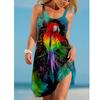 Sunflower Parrot Print Strap Mini Beach Dress Women Boho Summer Sexy Floral Dress Sleeveless Party Evening Dresses
