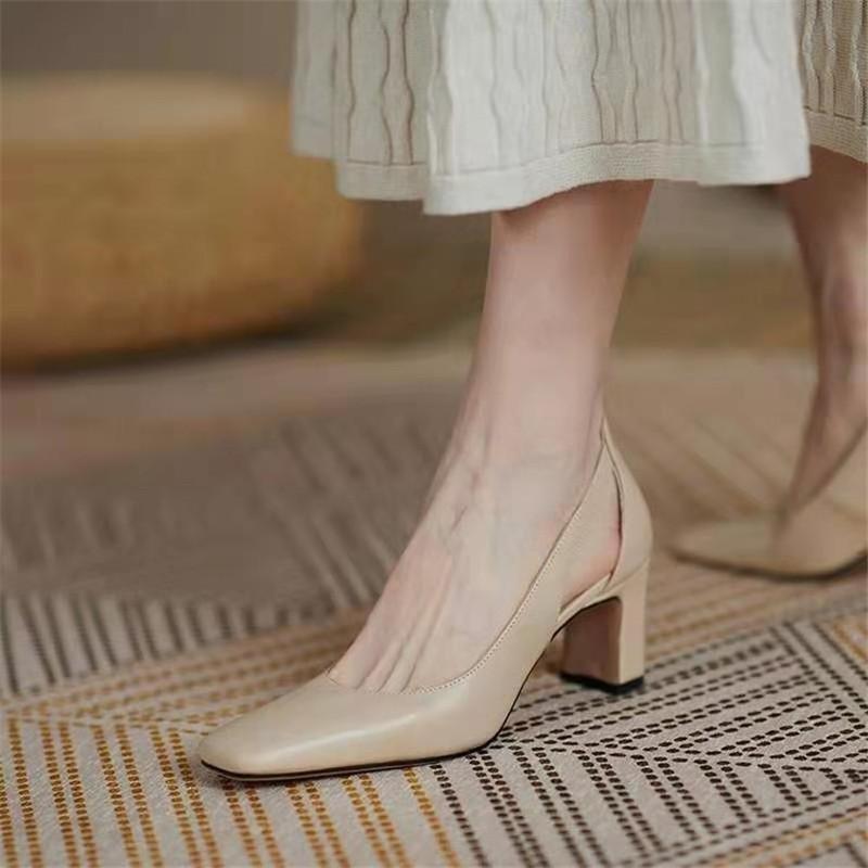 European Style Shallow Shoes For Women Leather High Heels Pumps Female Calssic 2026 Spring Wedding Party Women'S Shoes
