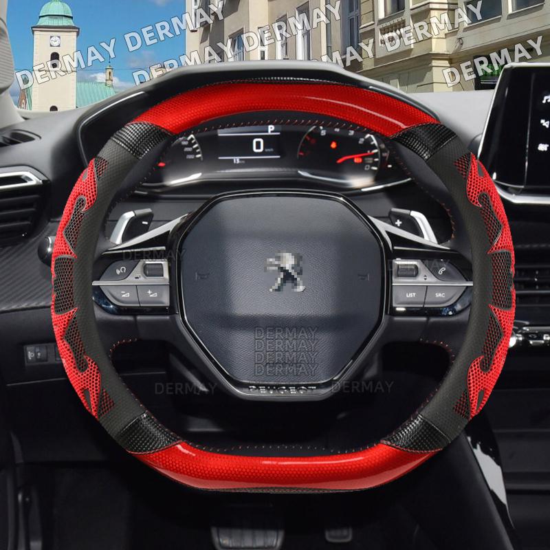 for Peugeot 3008 2007~2023 T84 P84 DERMAY Car Steering Wheel Cover Silica Gel PU Leather Non-slip Massage Auto Accessories