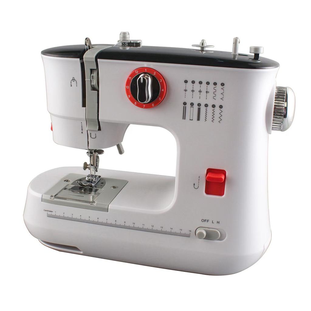 Double-Needle Sewing Machine,12 Stitch Pattern Automatic Household Electric Sewing Machine,Lockstitch and Buttonhole Multi-Layer