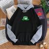Women's Hooded Drawstring Stitching Collision Color Long-Sleeved Sweatshirt
