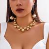 Punk Acrylic CCB Big Ball Bead Chain Necklace Drop Earrings for Women Vintage Chunky Clavicle Chain Grunge Jewelry Set Steampunk