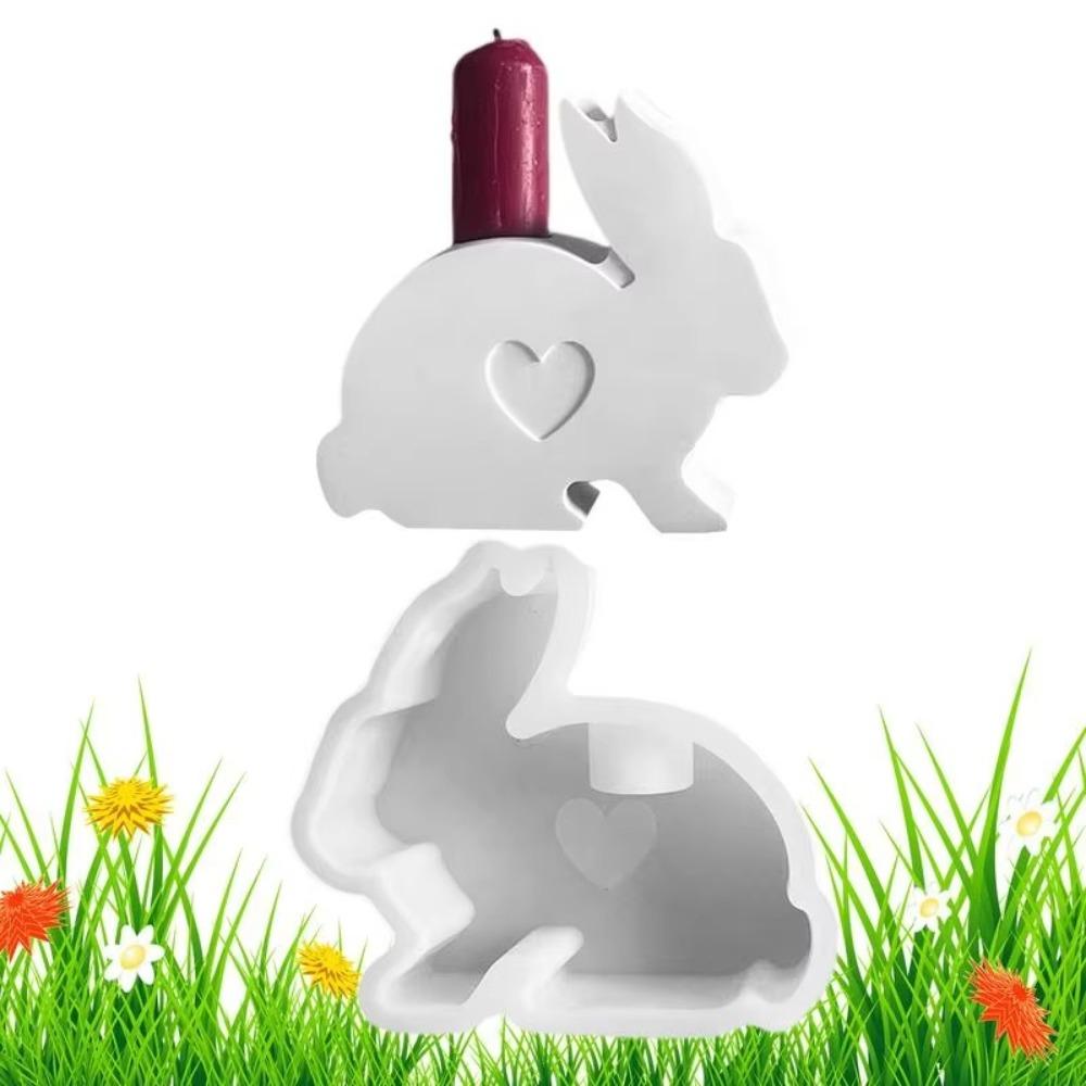 Cute Easter Bunny Silicone Mold Handmade Bunny Tealight Molds  Home Table Decoration
