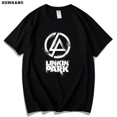 Red Han Lincoln Park Short-sleeved Tshirt Men Women Linkin Park European and American Music Rock Band Tide Pure Cotton Loose Top