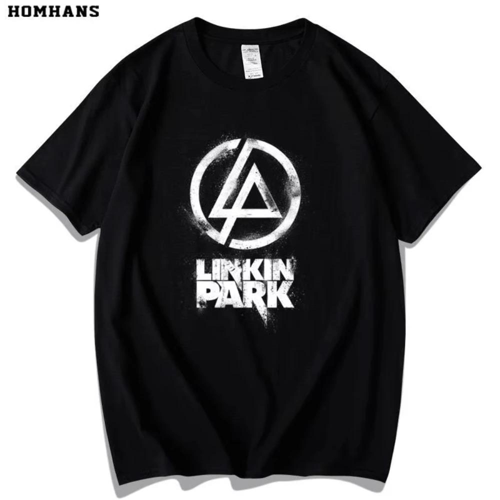 Červené tričko s krátkým rukávem Han Lincoln Park Pánské Dámské Linkin Park Evropská a Americká Hudba Rocková Kapela Tide Čistá Bavlna Volný Top