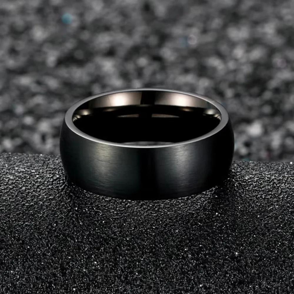Black Solid Simple Vintage Rings Classic Men Stainless Steel Rings Matte Men Engagement Wedding Bands Jewelry Gift Wholesale